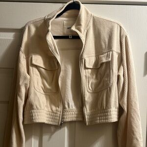Aerie by American Eagle Outfitters Cream Corduroy Utility Jacket